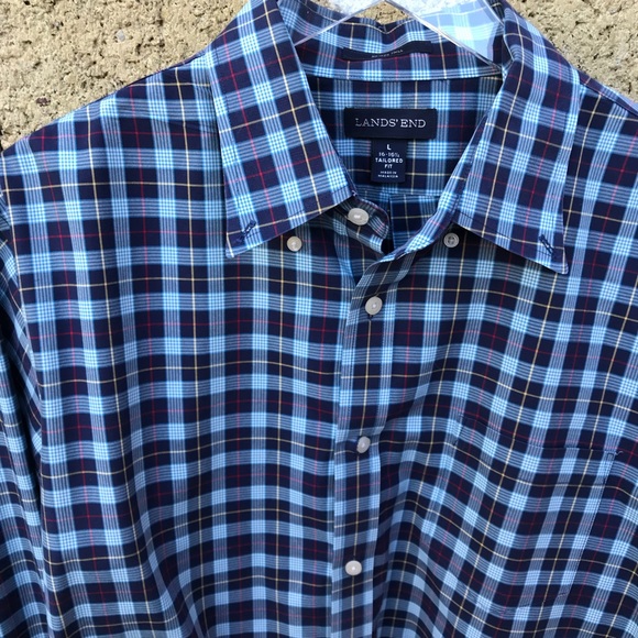 Lands' End | Shirts | Lands End Blue Plaid Button Down Shirt 363 | Poshmark